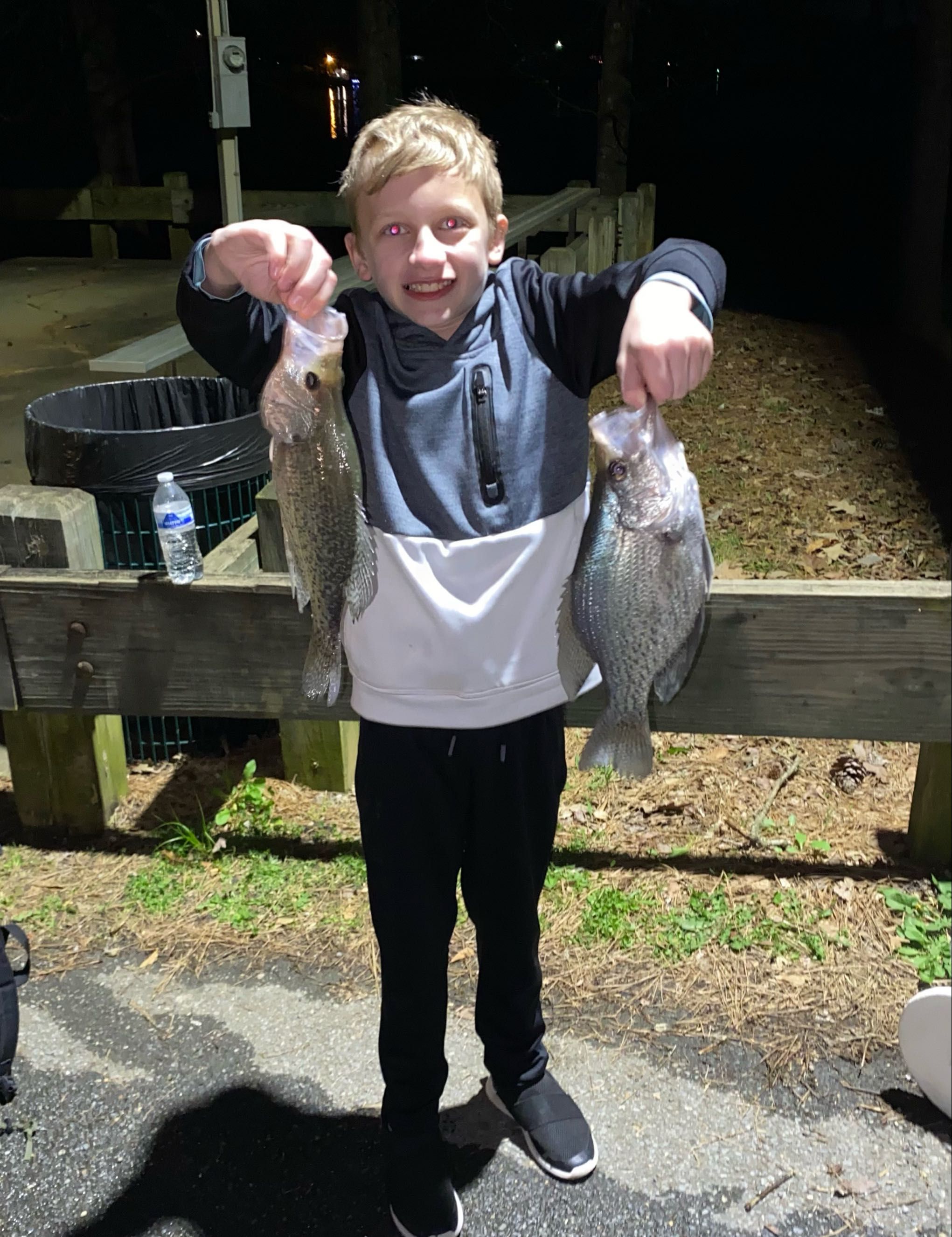 Two crappie fish caught while fishing