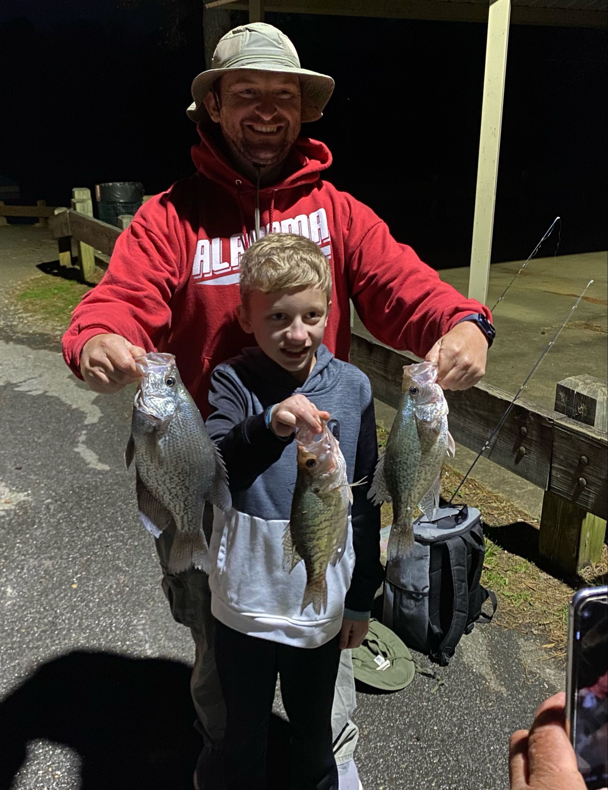 Three crappie fish caught while fishing