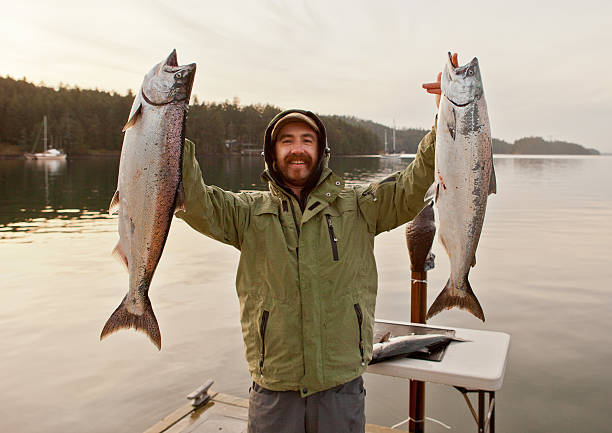Double Chinook salmon success in Cohoe waters!