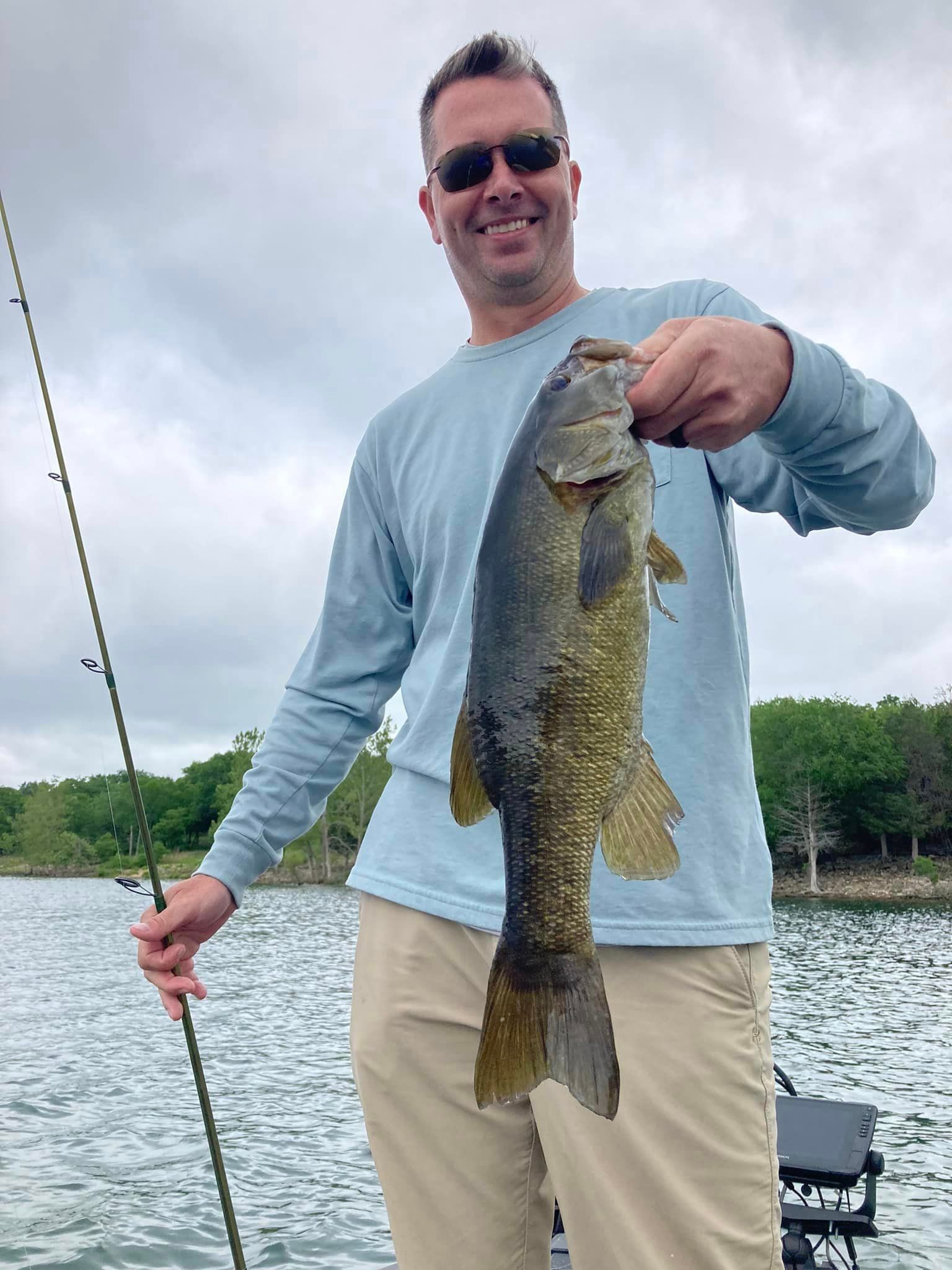 One person fishing in an unknown location