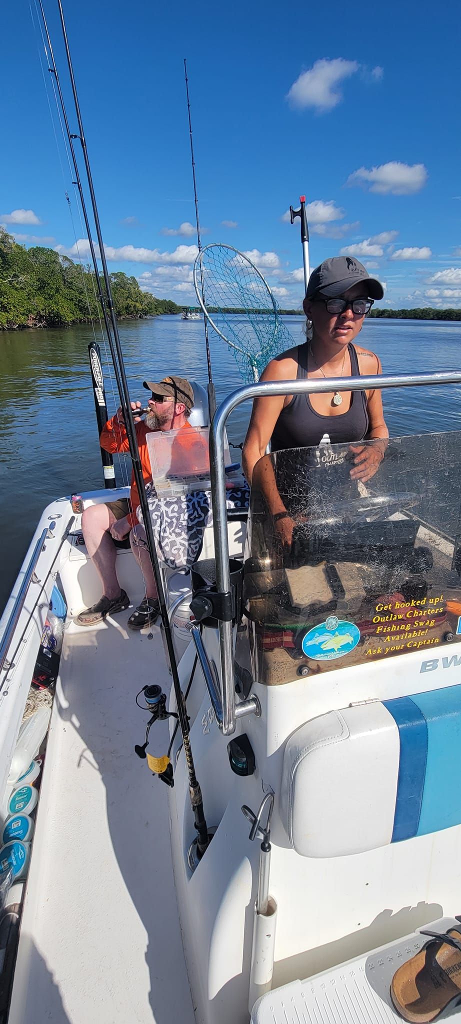 A person fishing in an unknown location