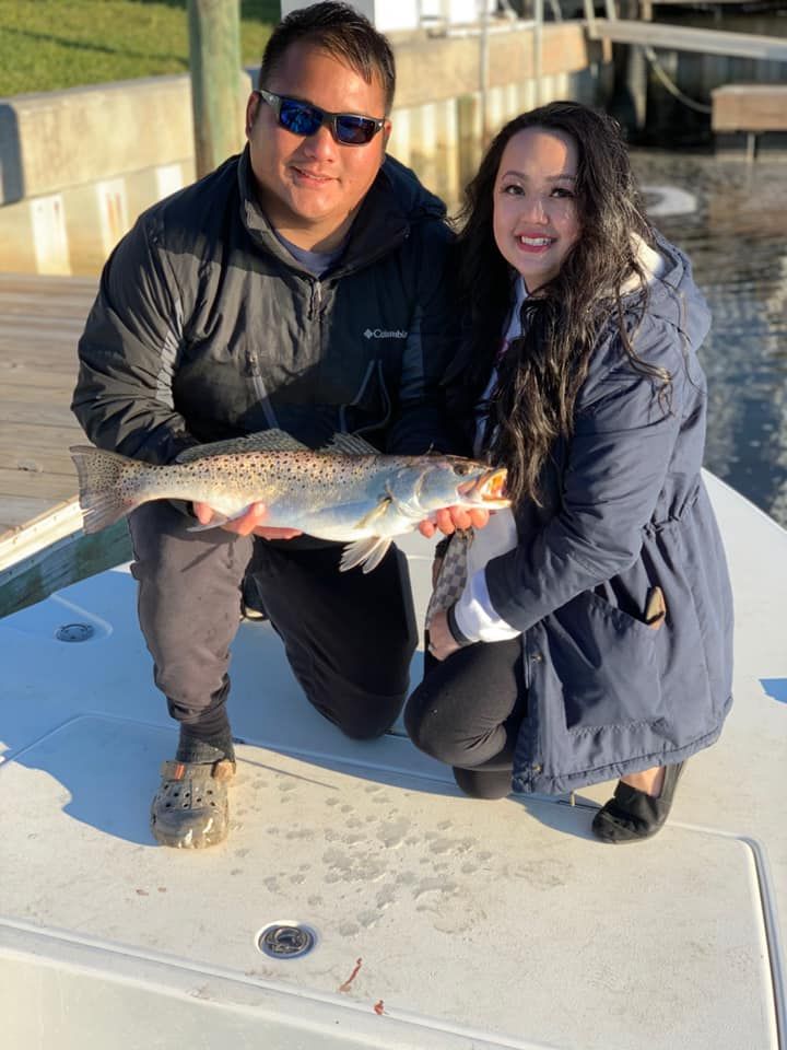 Spotted Weakfish, 15-inch fish, fishing activity
