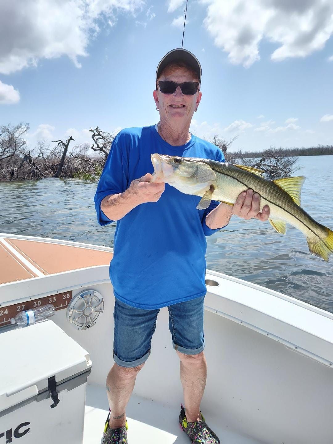 Snook fish caught, 19 inches long