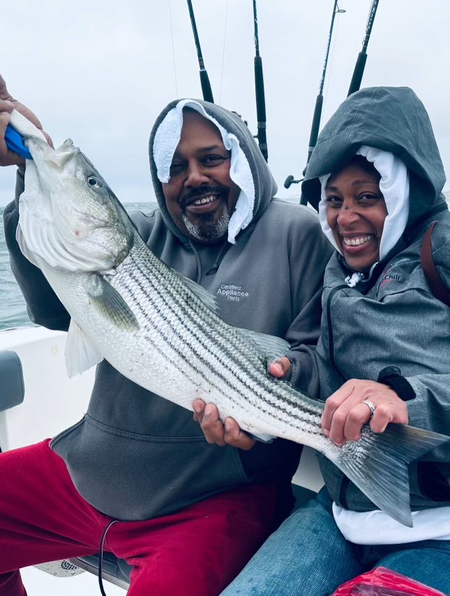 Striped bass fishing at unknown location