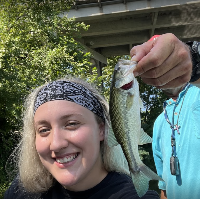 Large largemouth bass caught while fishing