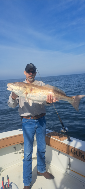 Enjoying a great catch on the open sea.