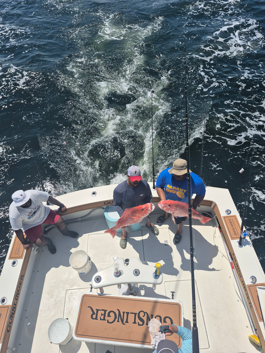 Reeling in a tasty red snapper in Biloxi's waters!