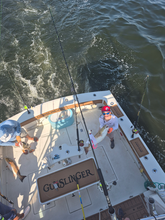 Hooked a feisty redfish while working the waters off 679 Beach Blvd!