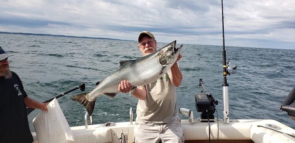 Chinook salmon caught while fishing