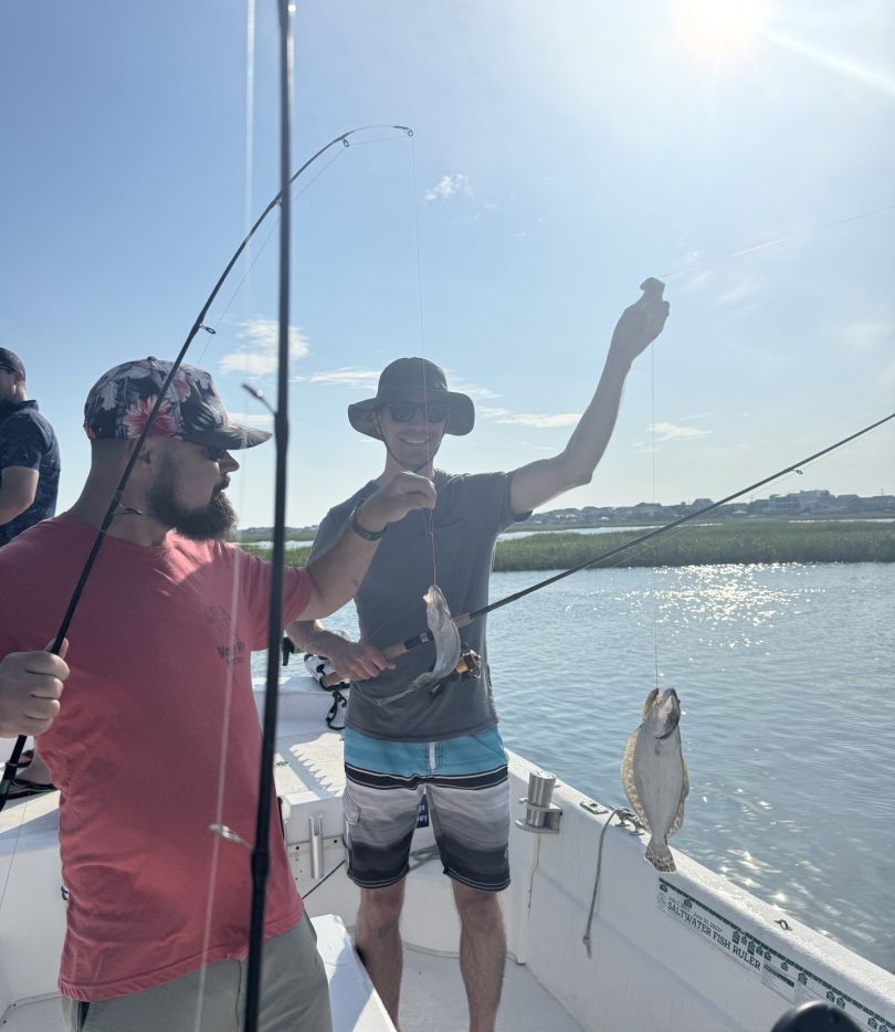 Two people fishing in an unspecified location