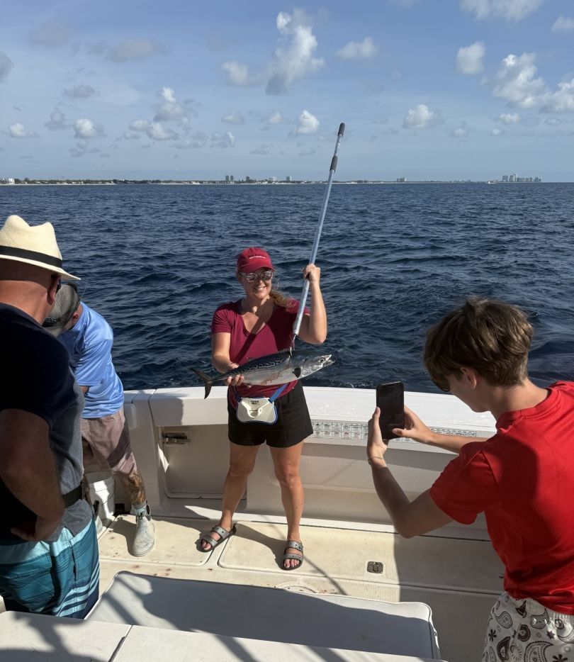 A person fishing for an Atlantic Bonito