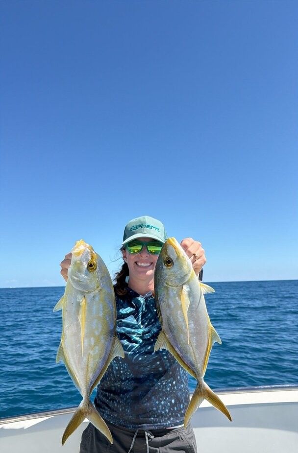 Two yellow fish caught during offshore fishing trip