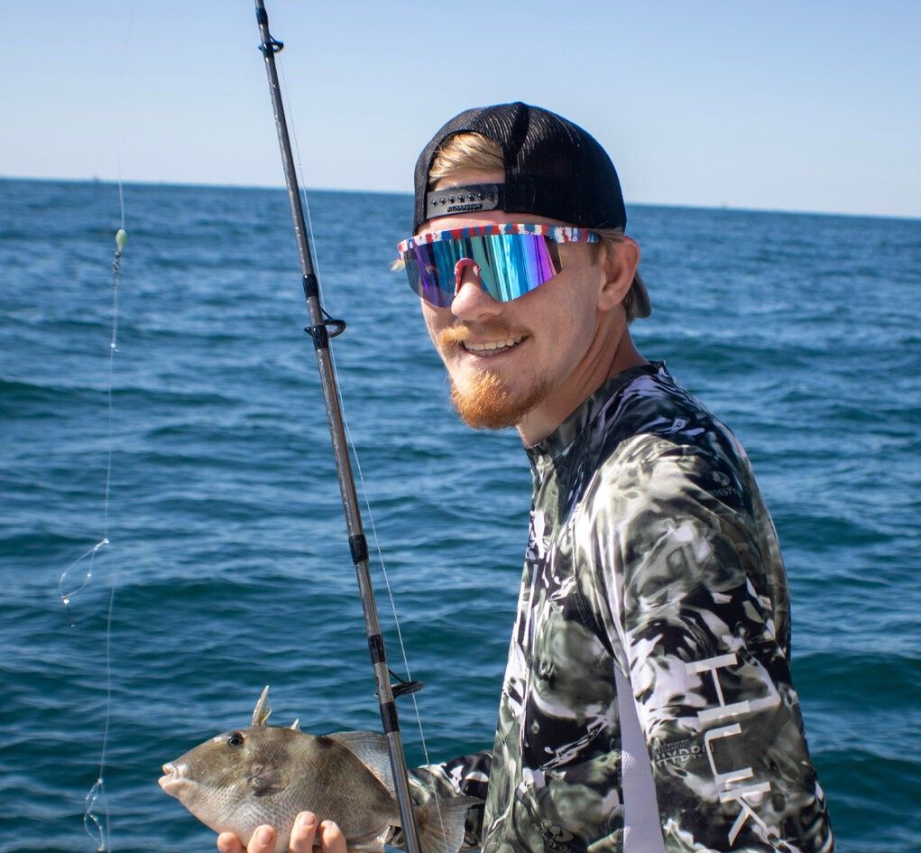 Grey triggerfish caught while fishing on the ocean