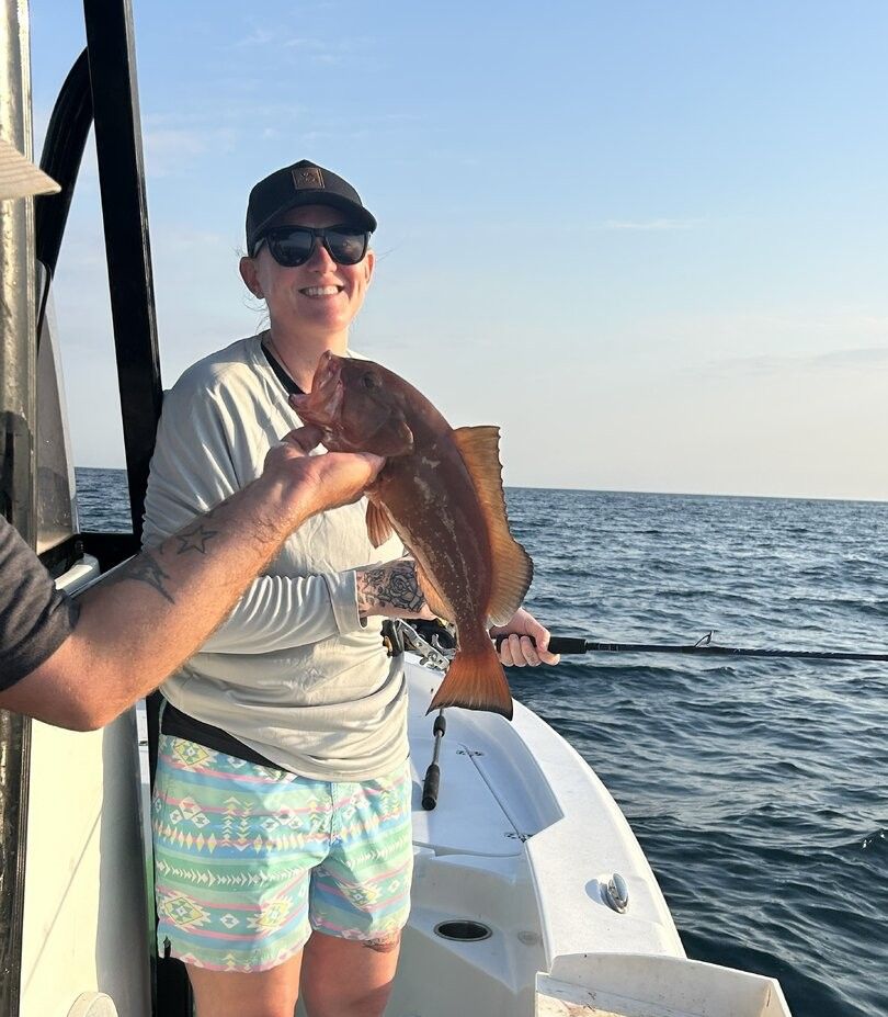 Red grouper caught during offshore fishing trip