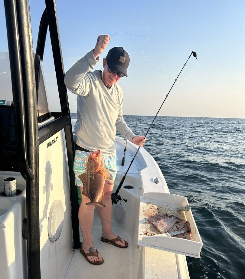 Red grouper caught during offshore fishing trip
