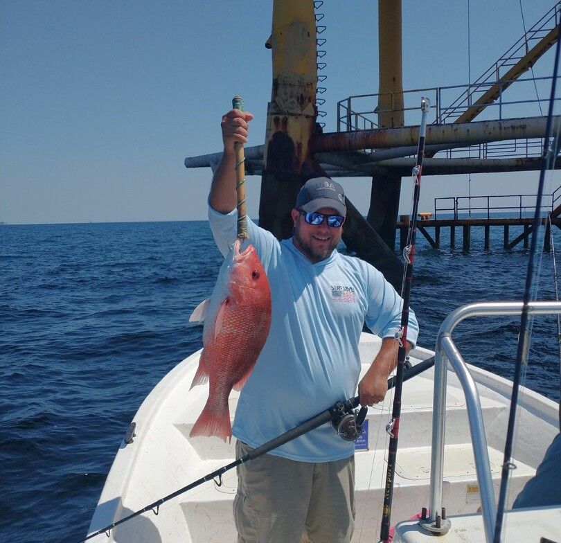Red snapper caught during offshore fishing trip