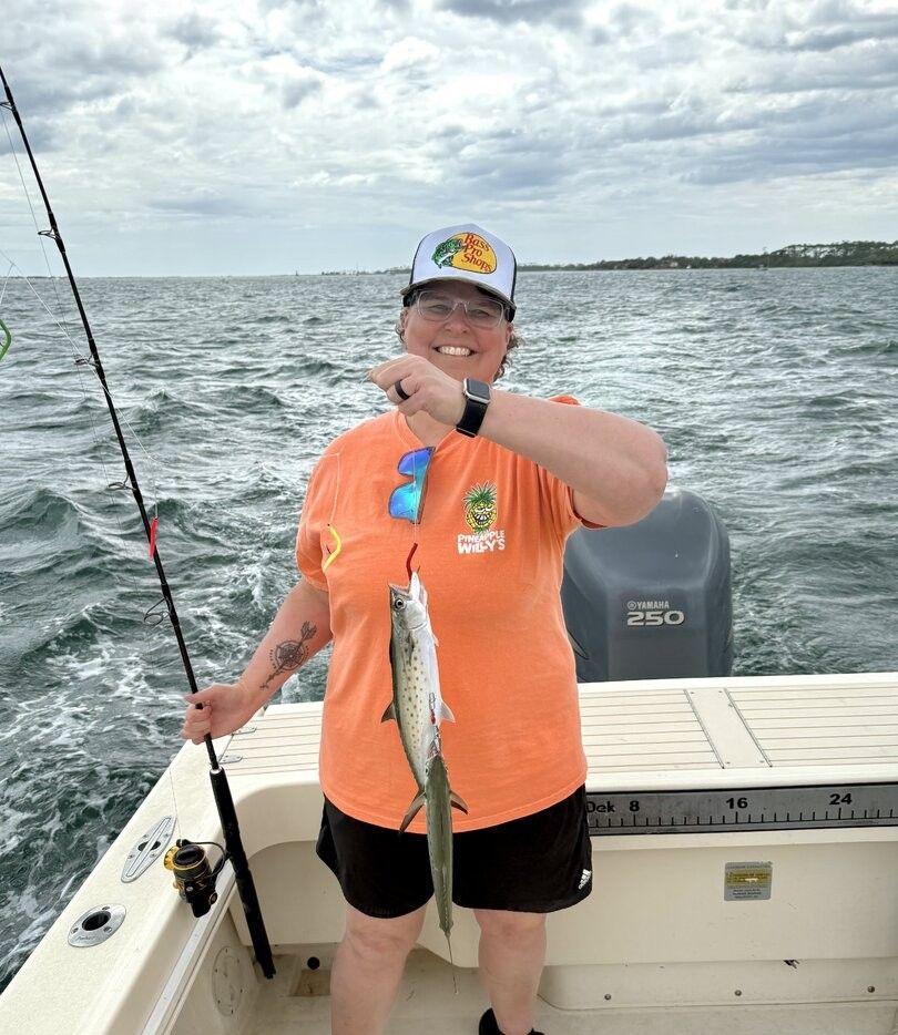 Spanish mackerel caught while fishing on a boat in open water