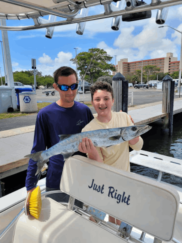 A great barracuda, a large fish caught while fishing.