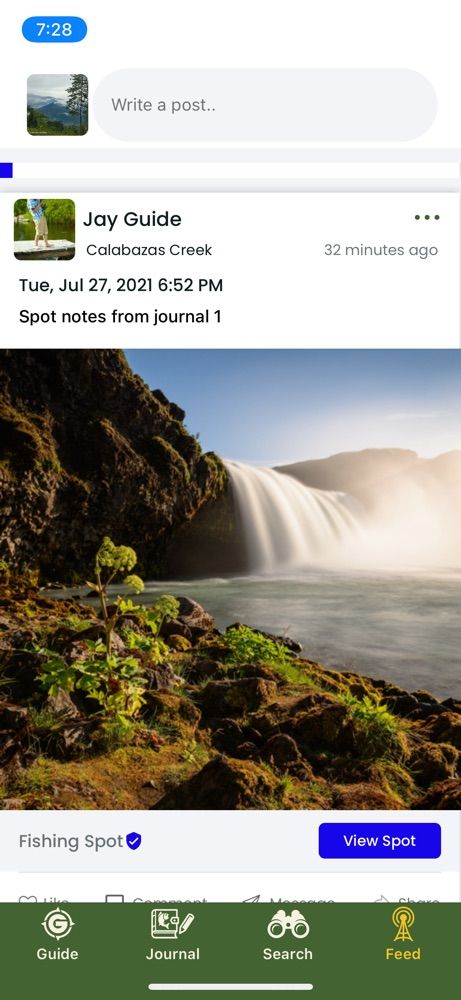 Fishing at an unknown location