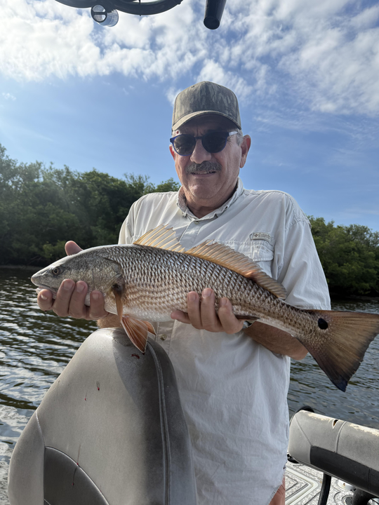 Nice redfish using bait casting and heavy tackle in clear conditions!