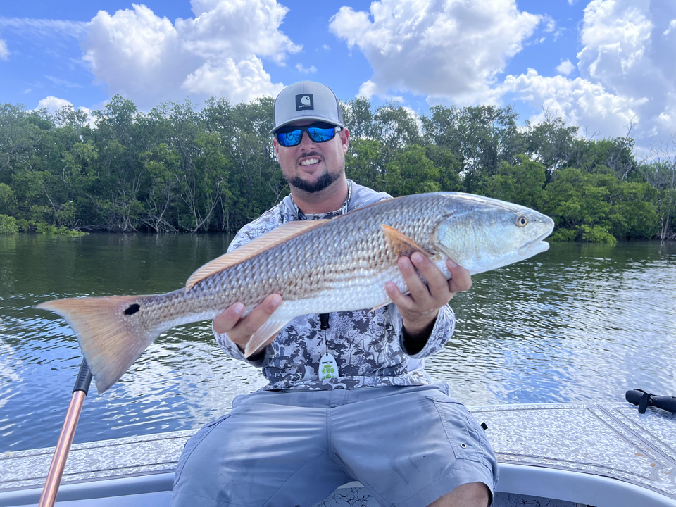 Huge redfish reeled in during a stormy day at Williams Park!