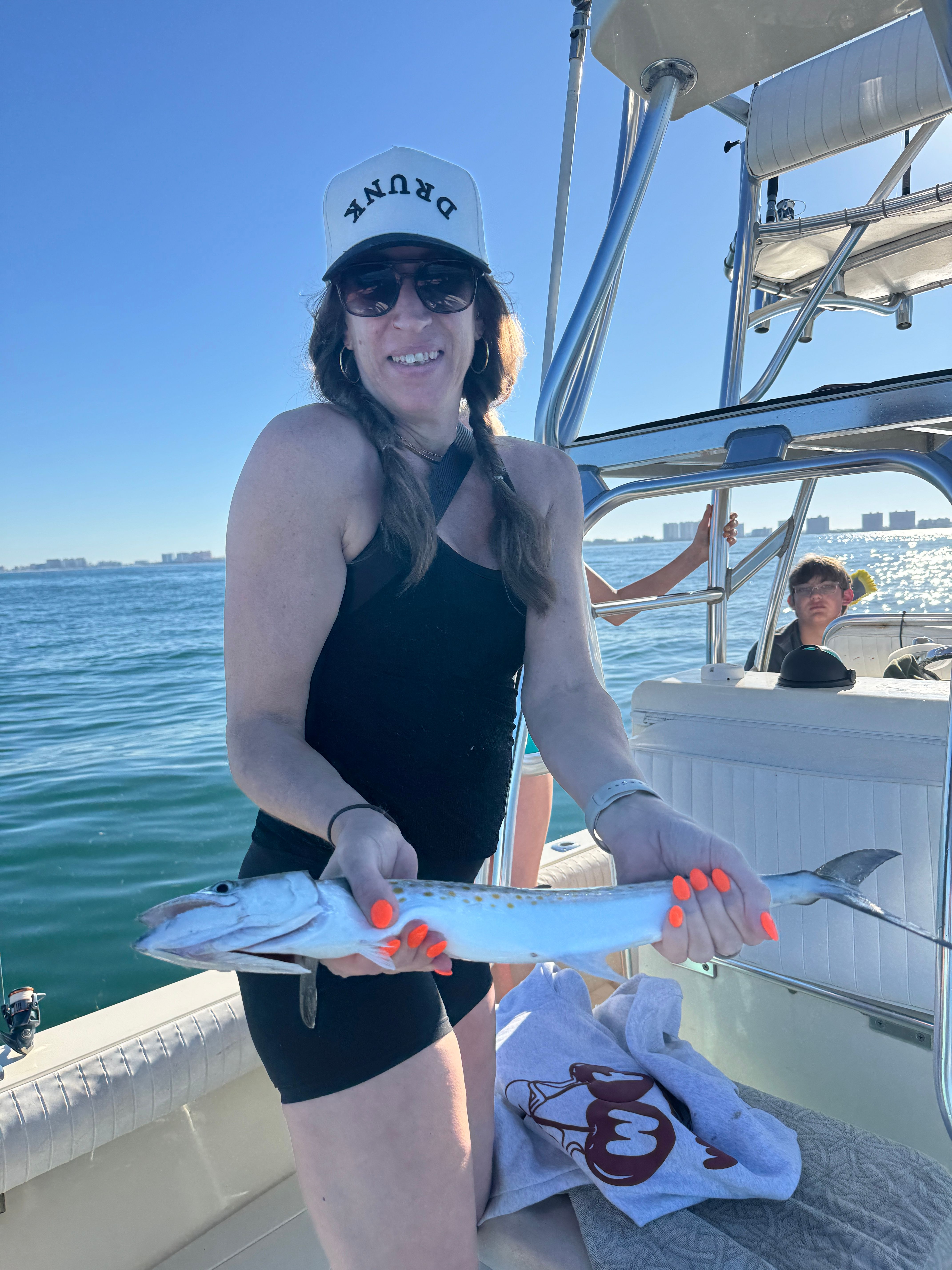 Spanish mackerel caught during offshore fishing trip on boat