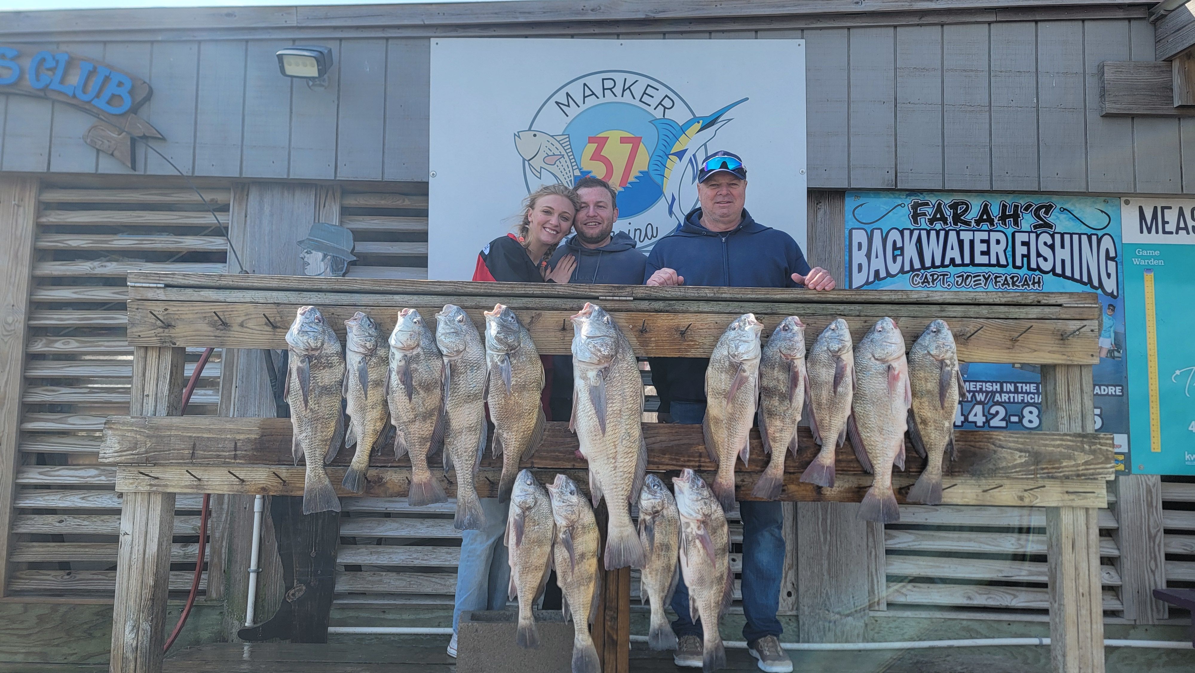 10 black drum and redfish caught while fishing