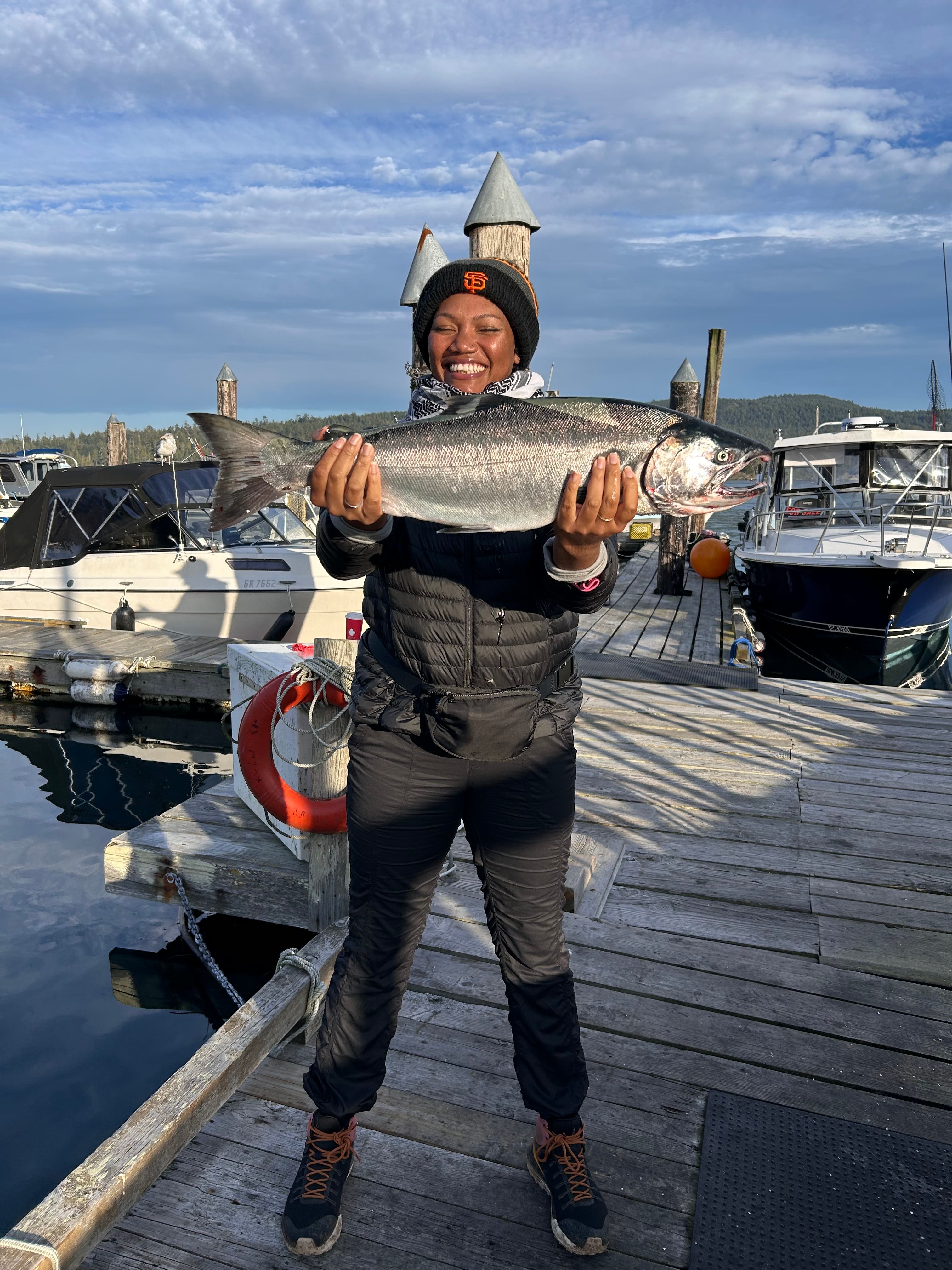 Photograph of a large rainbow trout caught while fishing