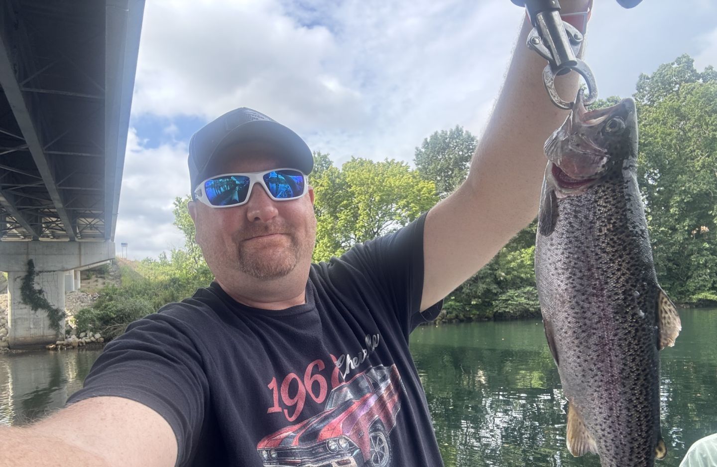 Angler with a rainbow trout catch