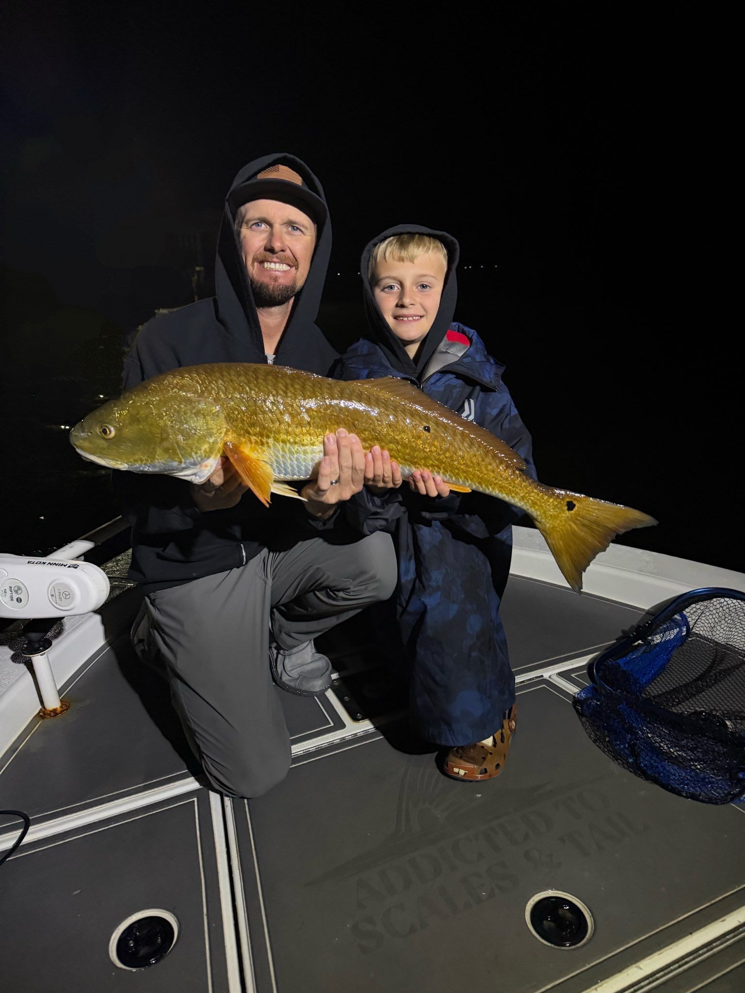 Two anglers fishing in unknown location