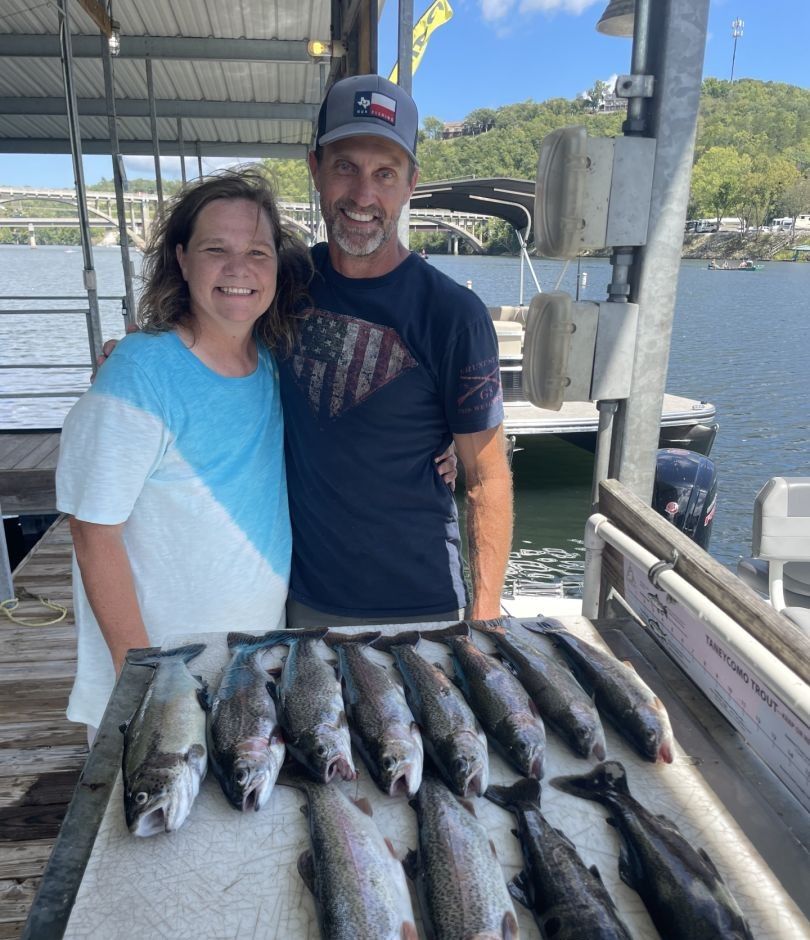 Six rainbow trout caught while fishing