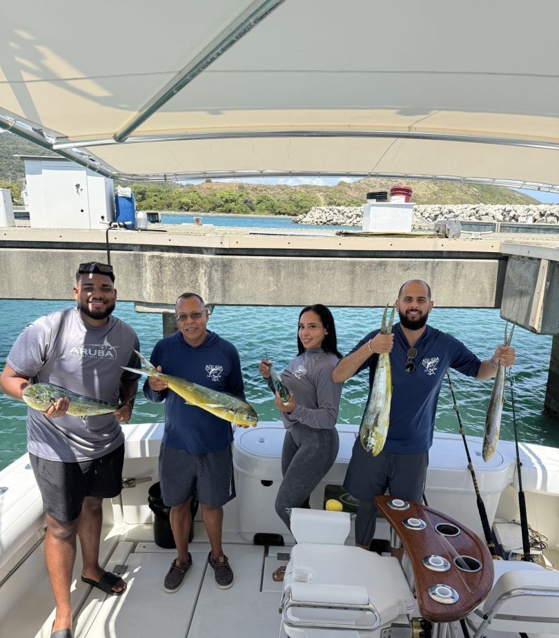 Four anglers fishing in an unknown location