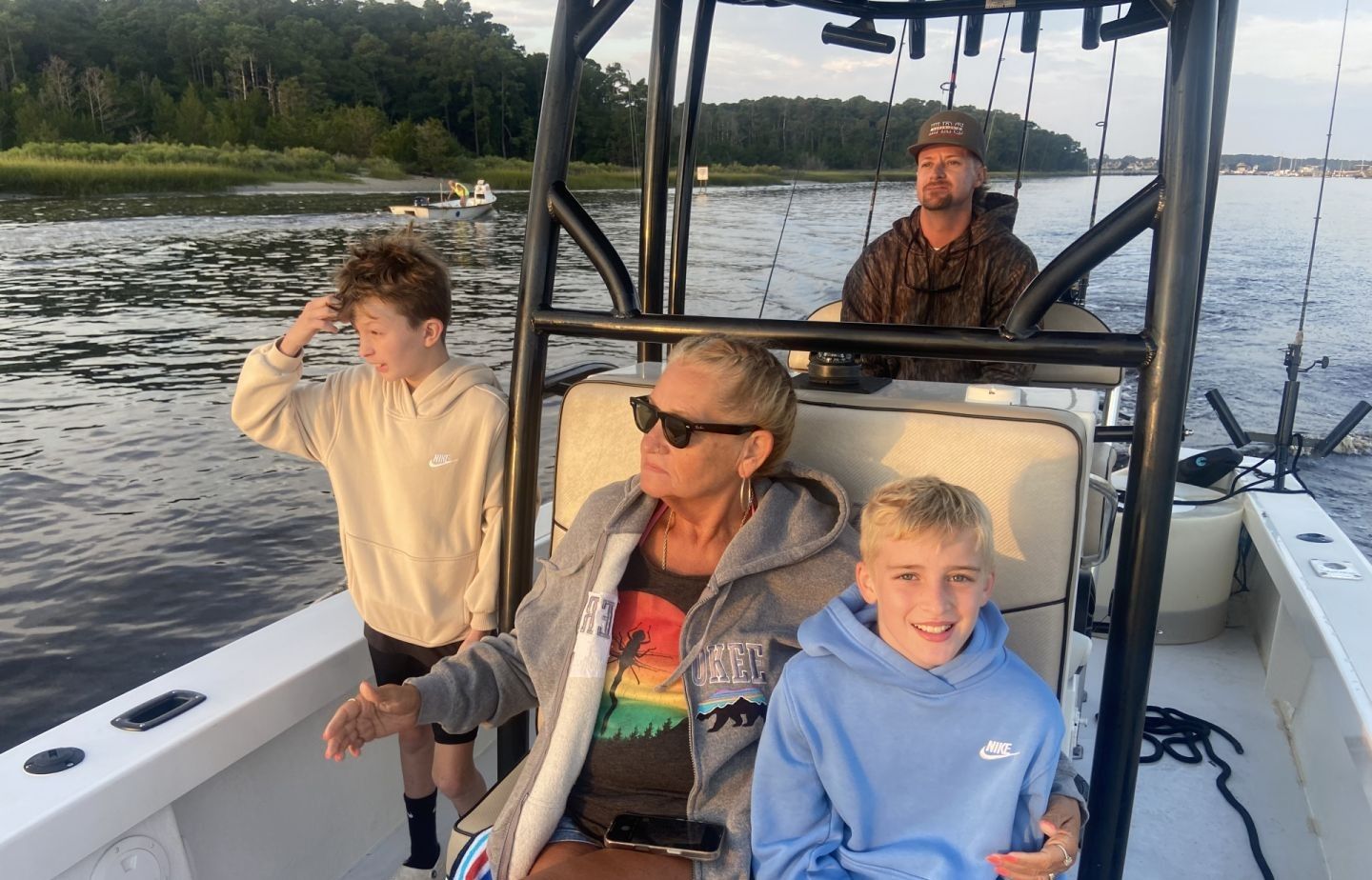 four anglers enjoying fishing adventure