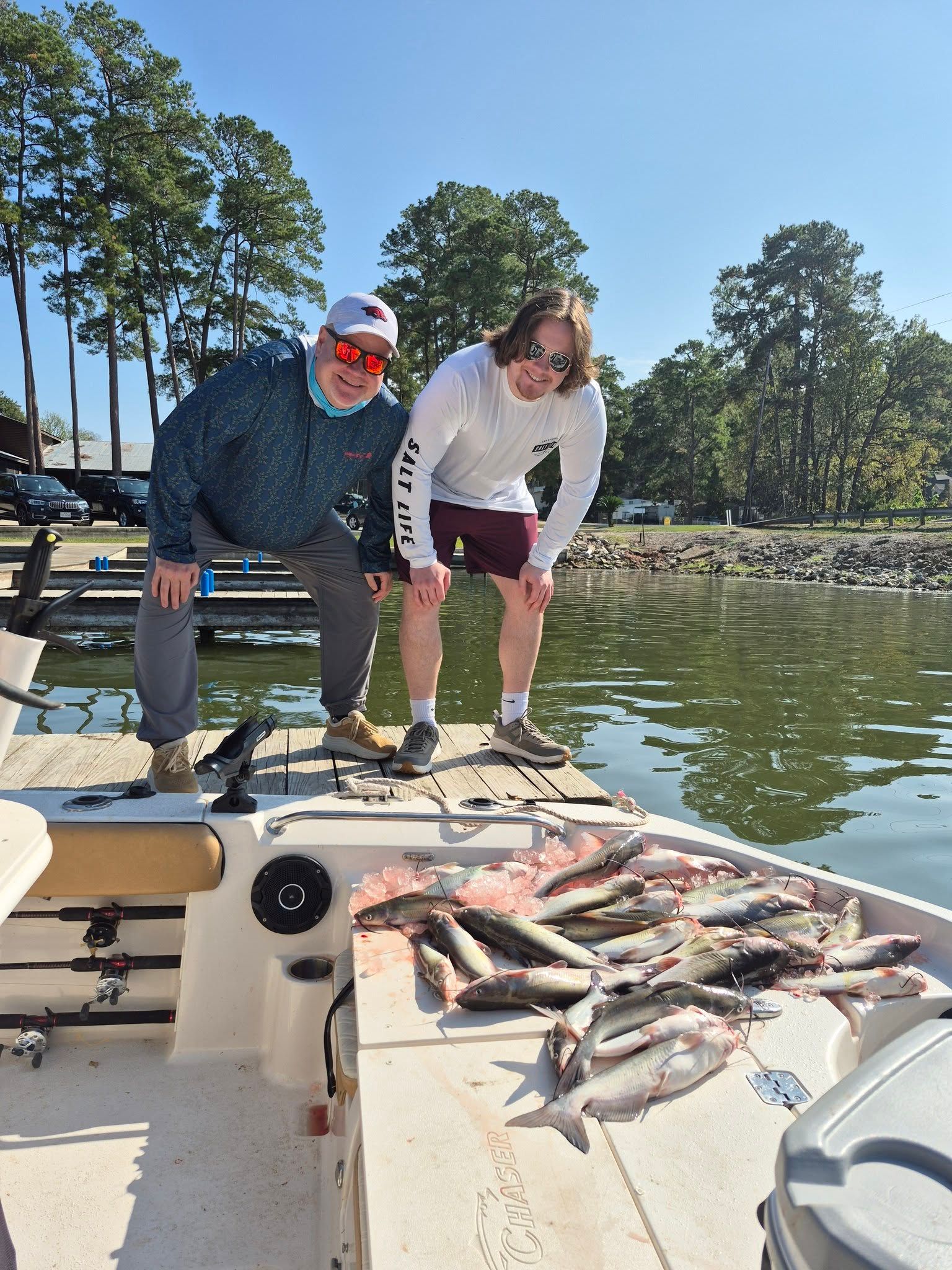 Two anglers fishing at an undisclosed location
