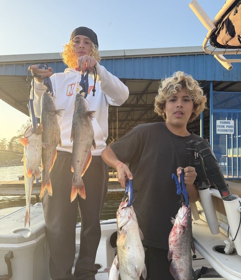 4 wels catfish caught while fishing