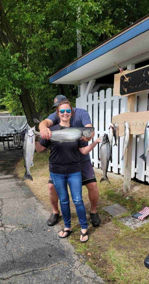 Two bluefish caught while fishing