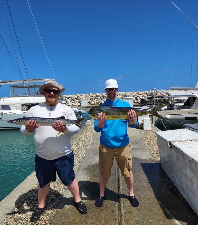 Two great barracuda fish caught while fishing