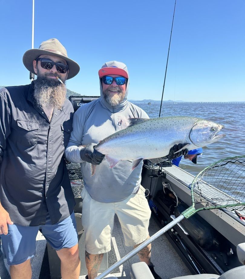 Chinook salmon being caught while fishing