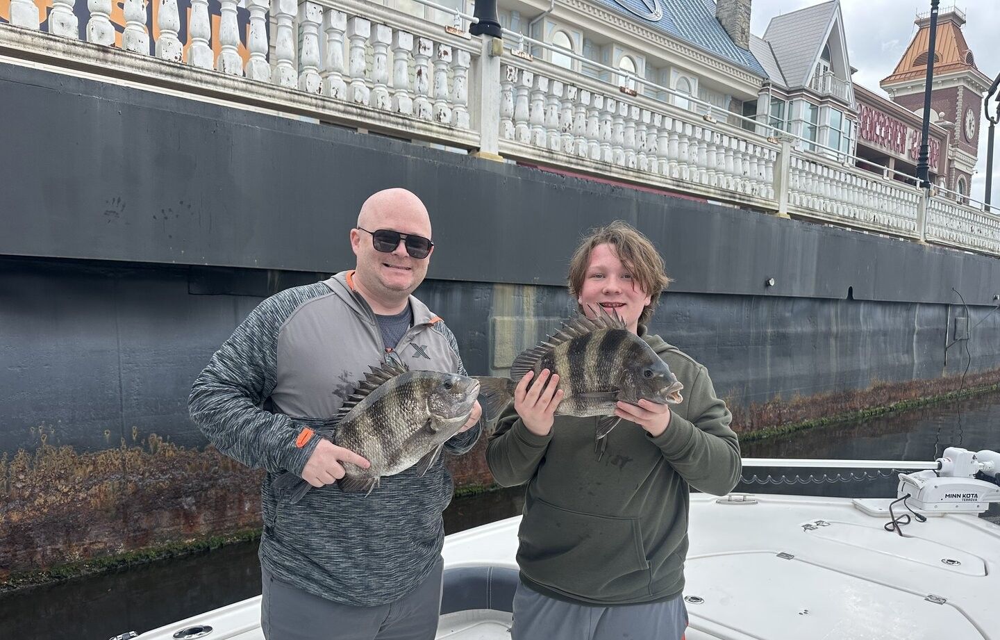 Two sheepshead fish caught while fishing