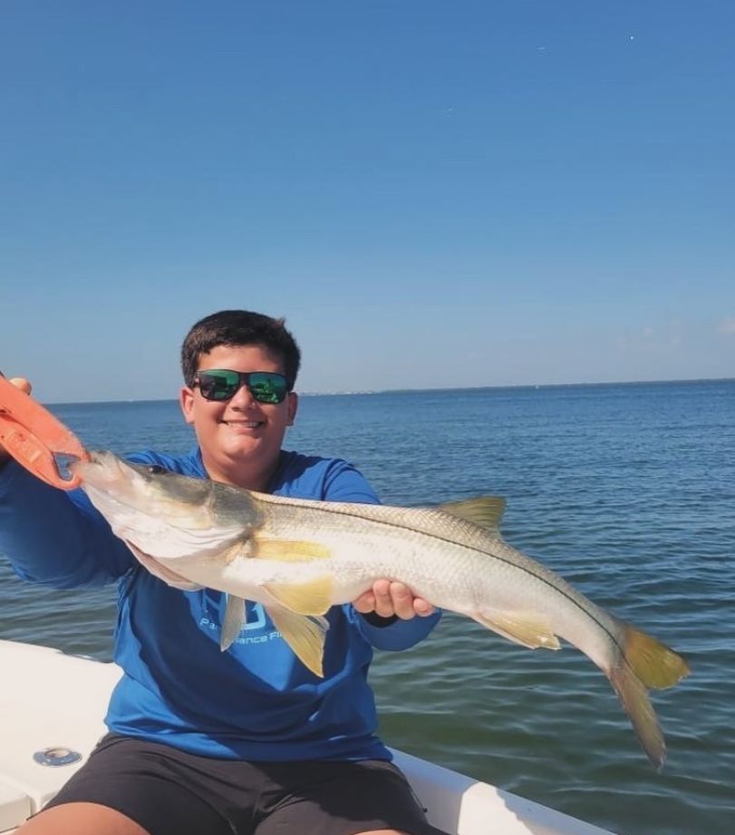 A person fishing in an unknown location