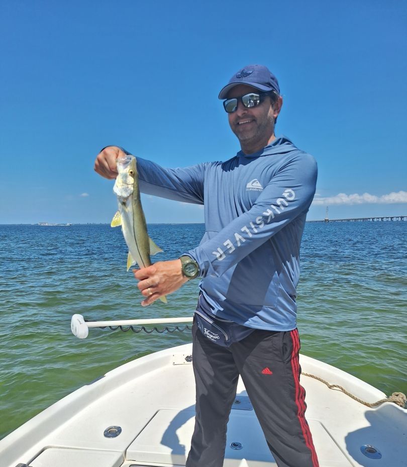 Fisherman enjoying a day of fishing at an unknown location