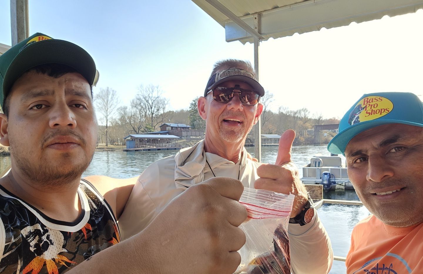 Three people fishing at an undisclosed location