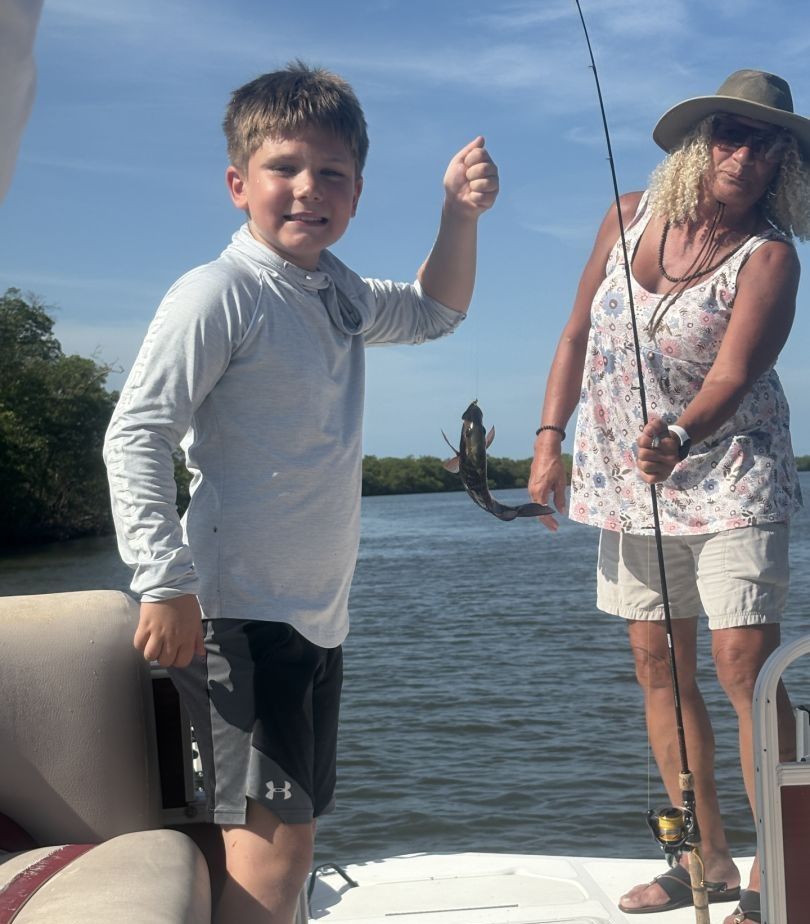 Two people fishing at an unknown location