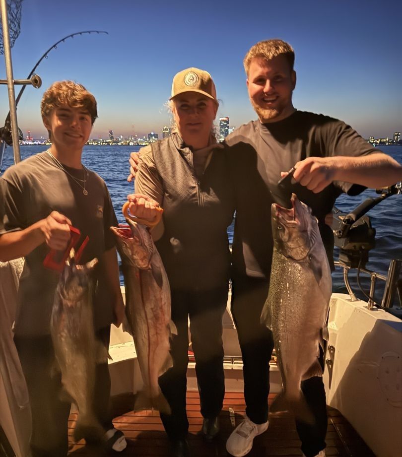 3 pink salmon caught while fishing