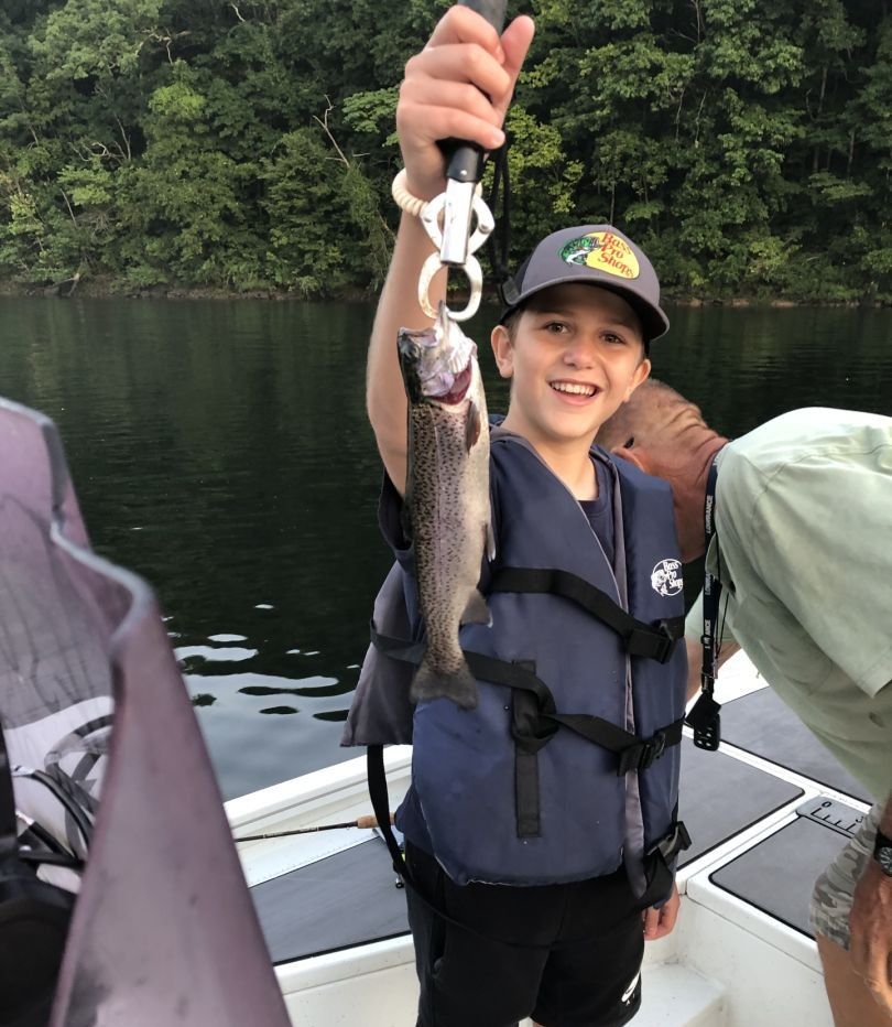 A single rainbow trout caught while fishing