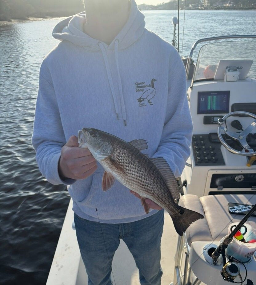 Redfish caught while fishing from boat on water