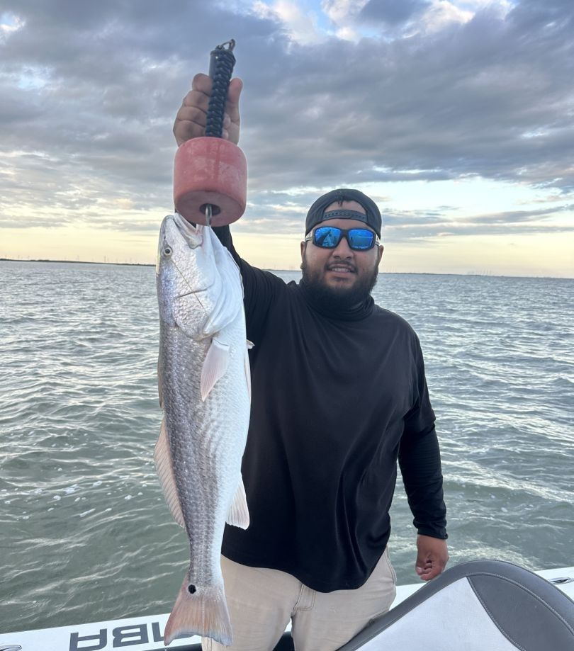 A person fishing for a redfish