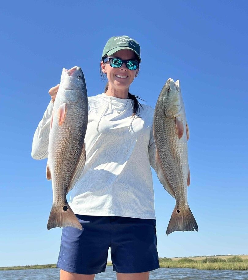 Two redfish caught while fishing