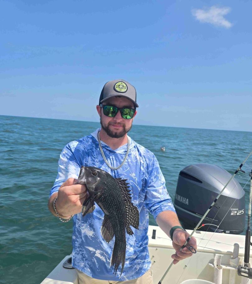 A single sea bass caught while fishing