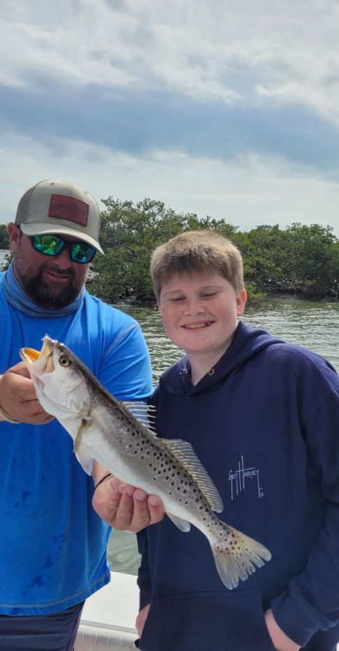 Spotted Weakfish, 14 inches, fishing